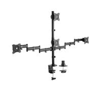 Aisens Soporte de mesa para 4 monitores y TV DT27TSR-379 – Giratorio, inclinable, 8 kg/brazo, negro