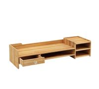 Soporte de monitor de computadora: estante para elevador de madera, organizador de escritorio duradero, soporte de pantalla ergonómica, potente plataforma de computadora portátil | Rack de almacenamie