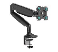 Soporte de monitor de escritorio con muelle de gas, brazo individual articulado para pantallas LCD de 13 a 27 pulgadas, carga 2-6,5 kg, VESA 75 x 100, rotación 360°, gestión de cables