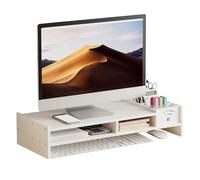 Soporte de monitor de escritorio - Estante ergonómico de 2 niveles ajustable en altura | Organizador de monitor de escritorio de 4,3 pulgadas con espacio de almacenamiento adicional para portátil