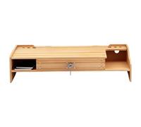 Soporte de monitor de madera, soporte organizador de escritorio, estante elevado con gran espacio de almacenamiento, accesorio de escritorio para computadora portátil, PC, impresora, pantalla de
