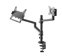 Soporte de monitor deluxe con brazo para portátil, negro, estación d