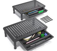 Soporte de monitor EVOOMI Back Saver para escritorio - Paquete de 2 elevadores de monitor con caj n - Gane 5 semanas al a o menos dolor y m xima