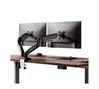 Soporte de monitor para escritorio, soporte de monitor doble con resorte de gas ajustable que soporta hasta 20 libras, con 75/100 mm con abrazadera en C y ojal