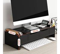 Soporte de monitor que ahorra espacio con elevador Sn de 2 niveles para TV plana y soporte de escritorio negro más bonito para el hogar y la oficina