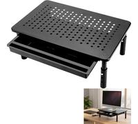 Soporte de Monitor,Soporte de Monitor con Cajón Negro 37x23.5cm,Soporte para Portátil de Escritorio Elevador de Monitor,Accesorio de Escritorio y CREA Orden,Ahorra Espacio para la Oficina y el Hogar