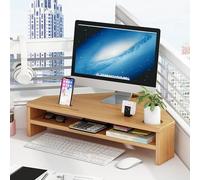 Soporte de Monitor Soporte de Monitor de Esquina de Bambú, Elevador de Pantalla Triangular de Escritorio Ergonómico con Almacenamiento de 2 Niveles, Estante Organizador de Escritorio ( Color : Natural
