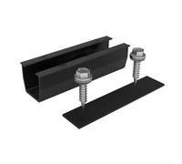 Soporte de montaje de panel solar de aleación de aluminio con riel para módulos fotovoltaicos, riel guía negro de 20 cm para instalación en todo tipo de clima, compatible con (1 unidad)