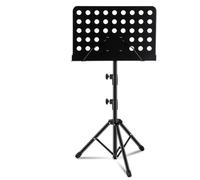 Soporte de música de altura ajustable para violín de guitarra, soporte de música de metal plegable portátil para interpretación instrumental con bolsa de transporte y clip de partituras (negro)