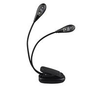 Soporte de Música Portátil Luces, LED Luz del Libro Lectura con Pinza, Flexo Doble Cabeza, 2 Niveles de Brillo, Cable USB Incluid, Luz Portátil de Lectura Nocturna, Cama, Viaje