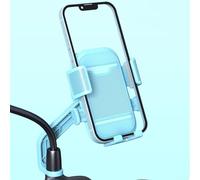 Soporte de navegación giratorio de 360 grados para motocicleta con soporte ajustable y abrazadera protegida de silicona para un posicionamiento seguro del teléfono (vista trasera azul)