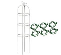 Soporte de obelisco metálico para plantas trepadoras, enrejado resistente a la intemperie para rosas, tomates, pepinos, catis, torre de plantas inoxidable (36 x 165 cm, blanco)