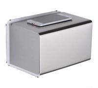 Soporte de papel de baño de acero inoxidable 304, caja montada en la pared, impermeable, diseño cuadrado de doble instalación con estante superior, se adapta a rollos de pañuelos plegados, 20 x 13,8 x