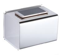 Soporte de papel de baño de acero inoxidable 304, caja montada en la pared, impermeable, diseño cuadrado de doble instalación con estante superior, se adapta a rollos de pañuelos plegados, 20 x 13,8 x