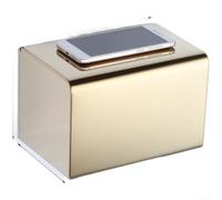 Soporte de papel de baño de acero inoxidable 304 montado en la pared, impermeable, diseño cuadrado de doble instalación con estante superior, se adapta a rollos de pañuelos plegados, 20 x 13,8 x 13 cm