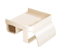 Soporte de papel higiénico de aleación de aluminio con estante, tapa abatible impermeable, dispensador de rollo de pañuelos montado en la pared para baño, RV (blanco A)