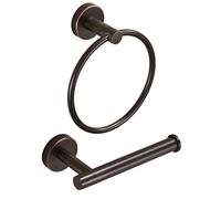 Soporte de Papel higiénico de Bronce, Soporte para Rollo de Papel higiénico aceitado, Juego de Accesorios de baño, Accesorios de baño de Acero Inoxidable rústico montado en la Pared, 2 Piezas