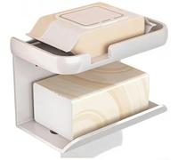 Soporte de papel higiénico de doble capa de instalación sin taladro en aluminio espacial con base antideslizante y estética minimalista moderna para la organización del baño (blanco)