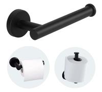 Soporte de papel higiénico de montaje en pared, accesorio funcional para rollo de pañuelos de baño y RV, negro mate, 1 unidad