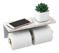 Soporte de Papel higiénico de níquel Cepillado con Estante, Soporte Doble de Papel higiénico con Almacenamiento, Soporte de Pared de Rollo de mármol para baño