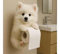 Soporte de papel higiénico de pared en forma de perro, toallero 3D de papel gato, soporte decorativo animal, regalo para amantes de los perros (#J