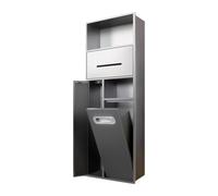 Soporte de papel higiénico empotrado de acero inoxidable para ducha y basurero integrado para cocina y baño, fácil instalación, diseño que ahorra espacio, gris, 86 x 30 x 14 cm