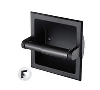 Soporte de Papel Higiénico Empotrado de Metal Negro para Montaje en Pared, Portarrollos Papel Higienico, Colgador para Baño, Duradero, Resistente, Diseño de Ahorro de Espacio con Soporte de Montaje