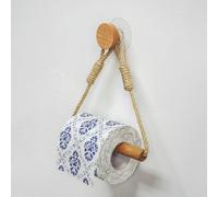 Soporte de papel higiénico montado en la pared, accesorios de baño, soporte de papel de liar de madera para toallero de inodoro (color cuadrado-cáñamo)