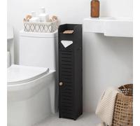 Soporte de papel higiénico negro y armario de almacenamiento de baño, perfecto para baños y baños, diseño elegante y funcional que ahorra espacio, fácil de instalar