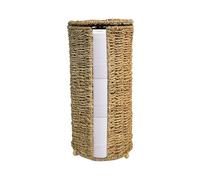 Soporte de papel higiénico para pie - Cesta trenzada hecha a mano con tapa - Soporte de papel higiénico decorativo para cuarto de baño, inodoro, encimera, armario, lavadero, Camping-Car Batea
