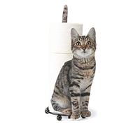 Soporte de Papel higiénico, Soporte de Papel para Gatos de simulación con Forma de Gato, Estante de Almacenamiento de Papel higiénico, Regalo para Amantes de los Gatos (Gris)