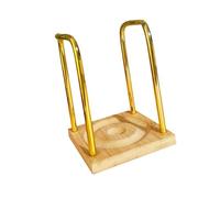 Soporte de papel para tazas de mesa, organizador de pie con base de madera, soporte para bebidas, para hoteles, restaurantes, salas de descanso, ahorro de espacio, color dorado, 1 ranura