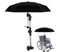 Soporte de paraguas 2 en 1, soporte de paraguas ajustable de 180°, soporte de montaje elástico para cochecito, silla de ruedas, bicicleta, cochecito, andador, silla de paseo