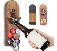 Soporte de pared con abridor de botellas y práctico abridor de botellas de cerveza magnético con gancho e imán para abridor de cerveza, juguete decorativo para el bar o el salón (bolsa de malla con