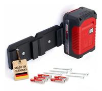 Soporte de pared con batería para baterías Einhell Power X-Change de 18 V, robusto ahorro de espacio, almacenamiento para 3 baterías, 5 tornillos y 5 tacos, fácil montaje con función de bloqueo