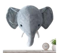 Soporte De Pared Con Cabeza De Elefante - Relleno De Algodón PP | Escultura De Busto De Pareed De Elefante | Soporte De Pared De Animales De Peluche Para Guardería, Dormitorio, Sala De Estar, Decoraci