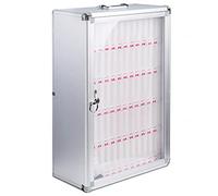 Soporte de pared de acero inoxidable con 36 ranuras - Estadística de carga segura para uso en la oficina, diseño transparente y ahorro de espacio