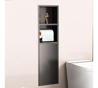 Soporte de pared de acero inoxidable integrado para papel higiénico y estante de residuos para baño, cocina, sala de estar, hotel, diseño que ahorra espacio