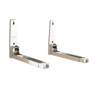 Soporte de pared de acero inoxidable, para horno microondas, ajustable de 230 a 400 mm, con estante plegable y ganchos extraíbles, para organización de almacenamiento de cocina, color plateado