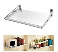 Soporte de pared de acero inoxidable para microondas con panel extraíble, estante de cocina para colgar ollas, sartenes y horno, 35 x 50 cm