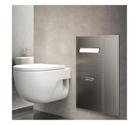 Soporte de pared de acero inoxidable para papel higiénico, impermeable, para accesorios de baño, incluye soporte para cepillo de inodoro, 300 x 660 x 140 mm, color gris