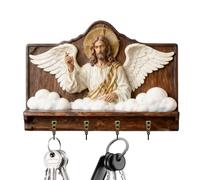 Soporte de pared de almacenamiento para llaves - Rack para llaves con diseño Jesús en 2D | Soporte decorativo para llaves | Para entrada, salón, oficina, dormitorio