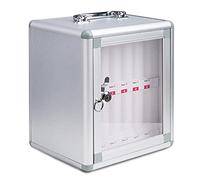 Soporte de pared de aluminio para teléfono con asa, 12 ranuras para almacenamiento de reuniones escolares y oficina, seguro para dispositivos móviles y diseño que ahorra espacio