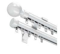 Soporte de pared de doble riel de 1 a 8 m, barra de aluminio ajustable, sistema deslizante de 2 carriles, silencioso e ideal para separadores de habitaciones y (blanco 1)