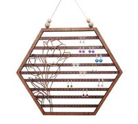 Soporte de pared de joyería - Organizadores de Pendientes de madera, Muros de Luna Hexagonal Montados, Estante de Almacenamiento Elegante | Titulares Para Mujeres Niñas Dormitorio Vanidades Oficina en