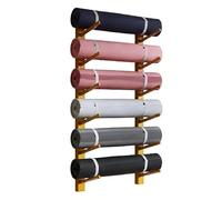 Soporte de pared de madera para esterilla de yoga, organizador de rodillos de espuma para gimnasio en casa, estante de almacenamiento de equipo de entrenamiento, accesorio de yoga que ahorra espacio