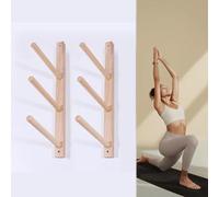 Soporte de Pared de Madera para esterillas de Yoga Slish: diseño de Tres Niveles, con Capacidad para Dos esterillas de Yoga, Ahorra Espacio, 56 cm, Ideal para Hacer Ejercicio en casa.
