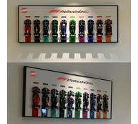 Soporte de pared de pantalla para Lego Speed Champions F1 compatible con 10 coches de carreras 77242-77251, 120 x 40 cm, pantalla de 120 x 40 cm, para coche Lego, color blanco (modelos no incluidos