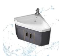 Soporte de pared flotante para tocador de baño, juego de armario esquinero de cerámica para fregaderos pequeños en el hogar, cocina, patio y cuarto de lavado