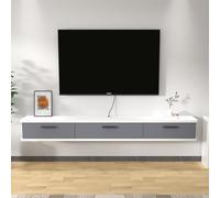 Soporte de pared flotante para TV, estante largo con puerta abatible, consola moderna para sala de estar, armario de TV flotante Slish con amplio espacio.
